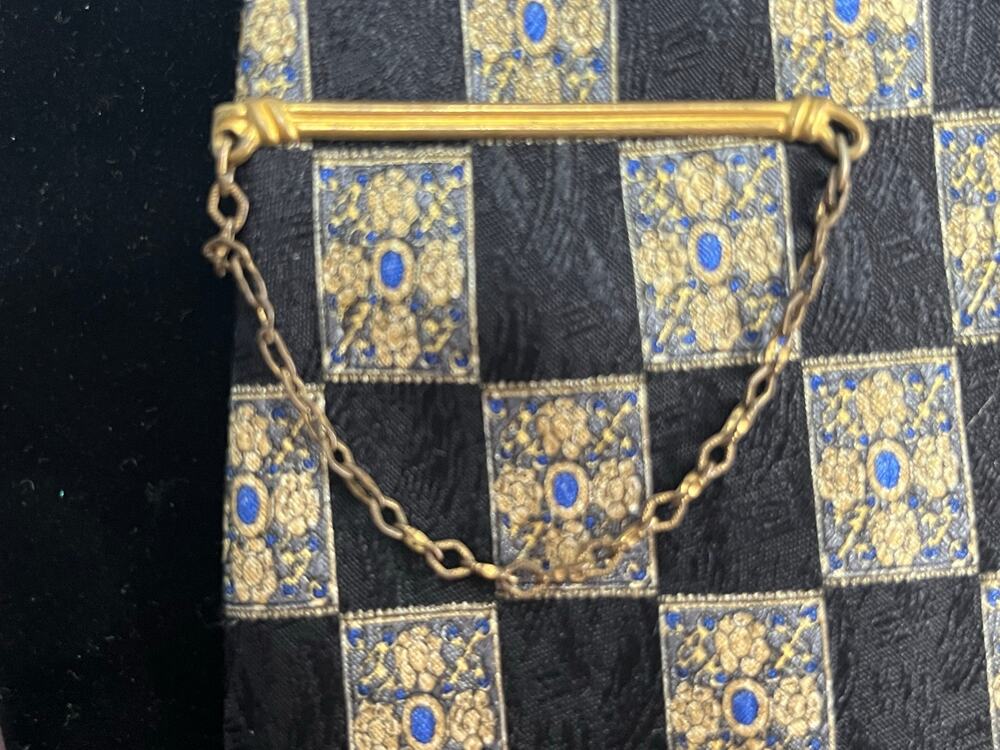 VTG Hickok USA Tie Clip Chain Gold Tone